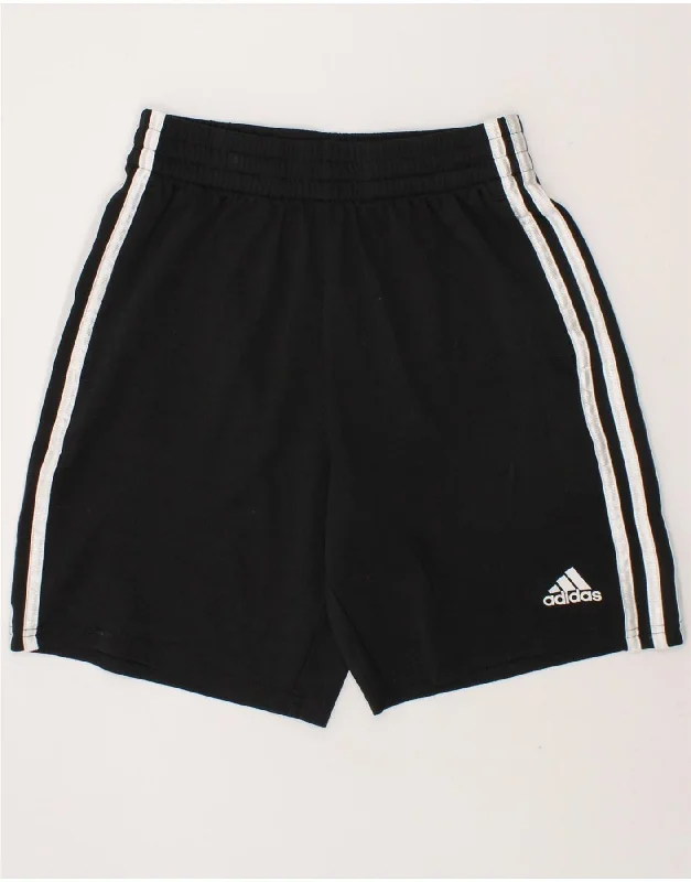 ADIDAS Boys Sport Shorts 10-11 Years Medium Black Polyester