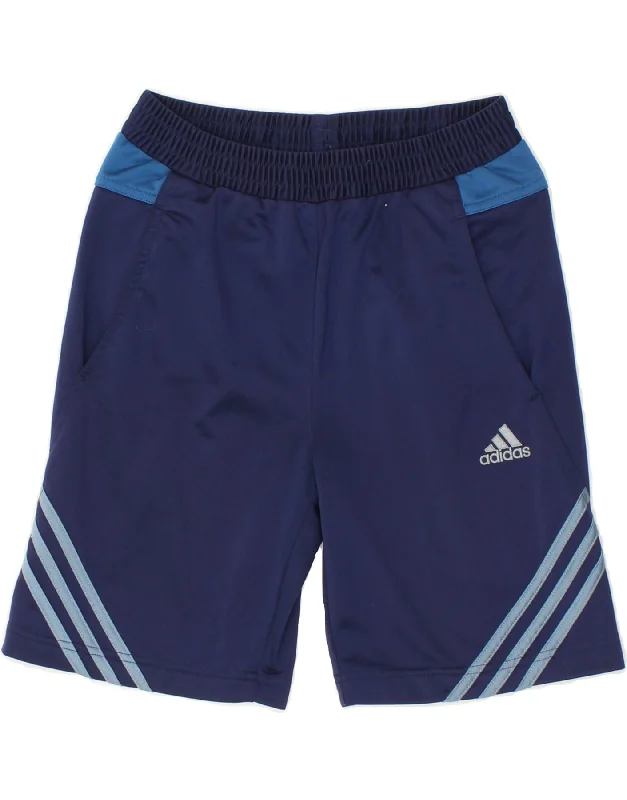 ADIDAS Boys Sport Shorts 11-12 Years Large Navy Blue Colourblock Polyester