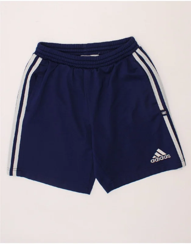 ADIDAS Boys Sport Shorts 11-12 Years Navy Blue Polyester