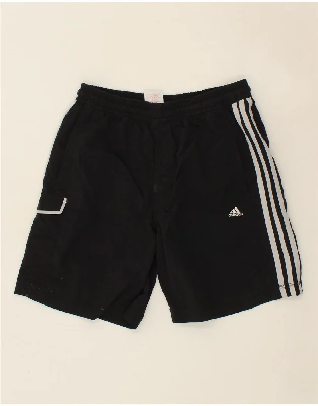 ADIDAS Boys Sport Shorts 13-14 Years Black Polyester