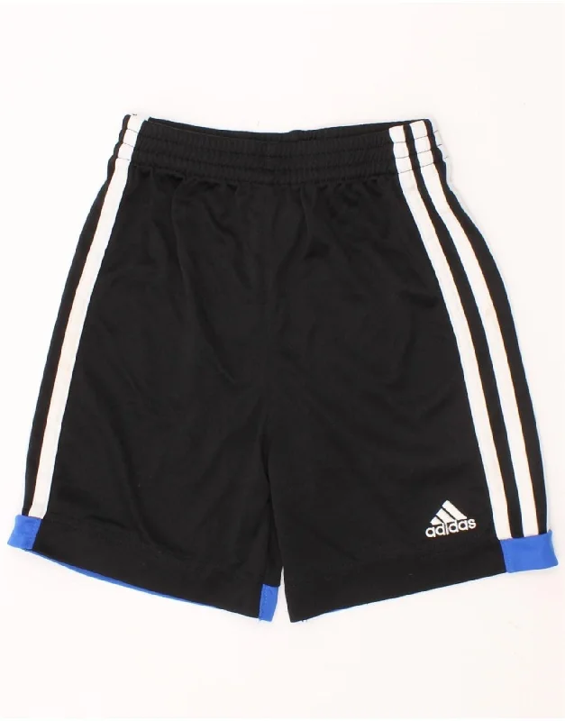 ADIDAS Boys Sport Shorts 2-3 Years Black Polyester