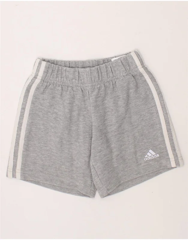 ADIDAS Boys Sport Shorts 5-6 Years Grey Cotton