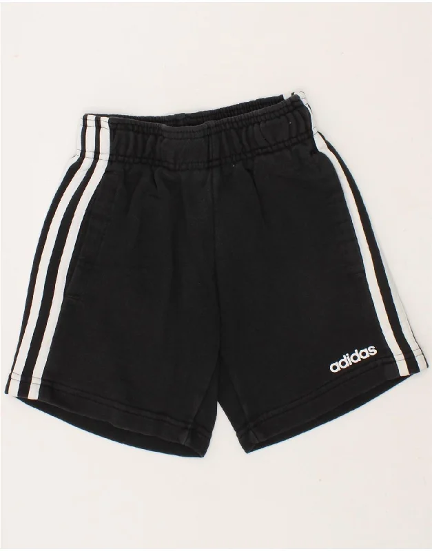 ADIDAS Boys Sport Shorts 7-8 Years Black Cotton