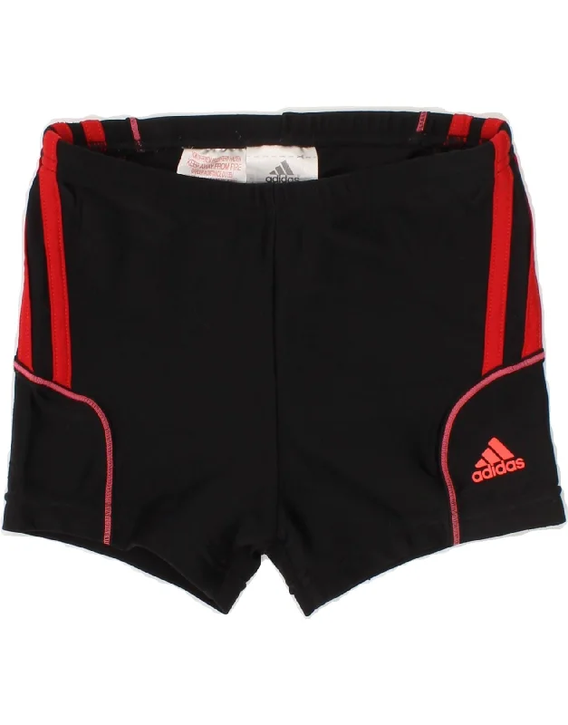 ADIDAS Boys Sport Shorts 7-8 Years Black Nylon