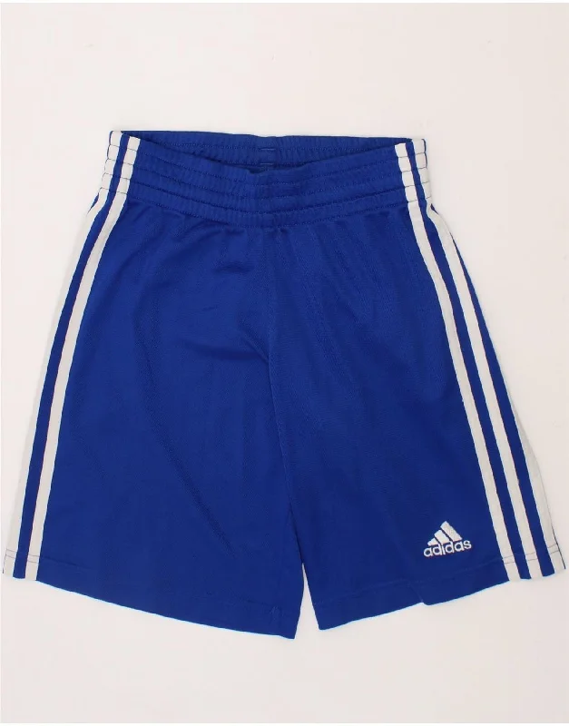 ADIDAS Boys Sport Shorts 7-8 Years Blue Polyester