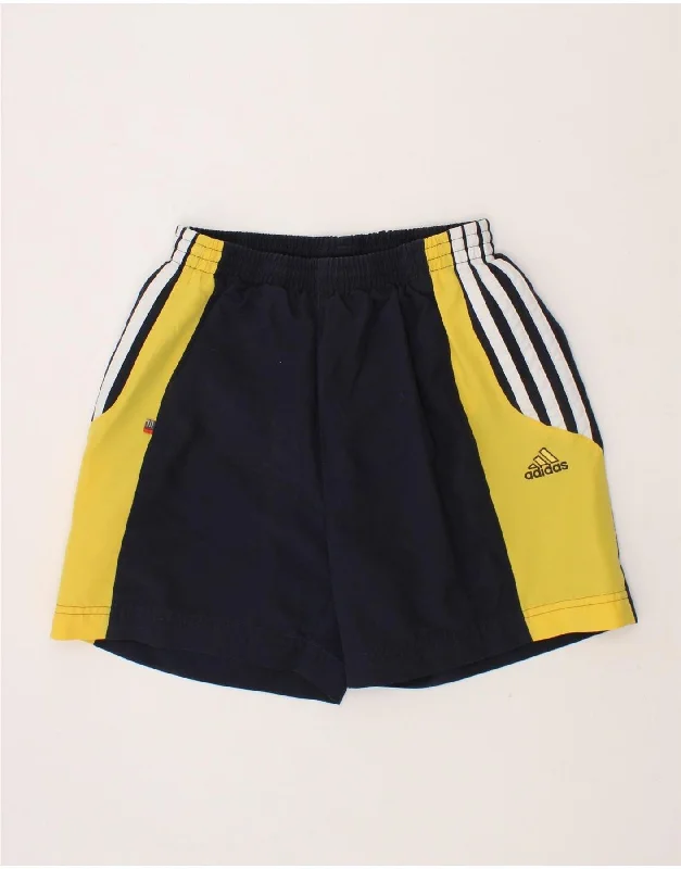 ADIDAS Boys Sport Shorts 7-8 Years Navy Blue Colourblock Polyester