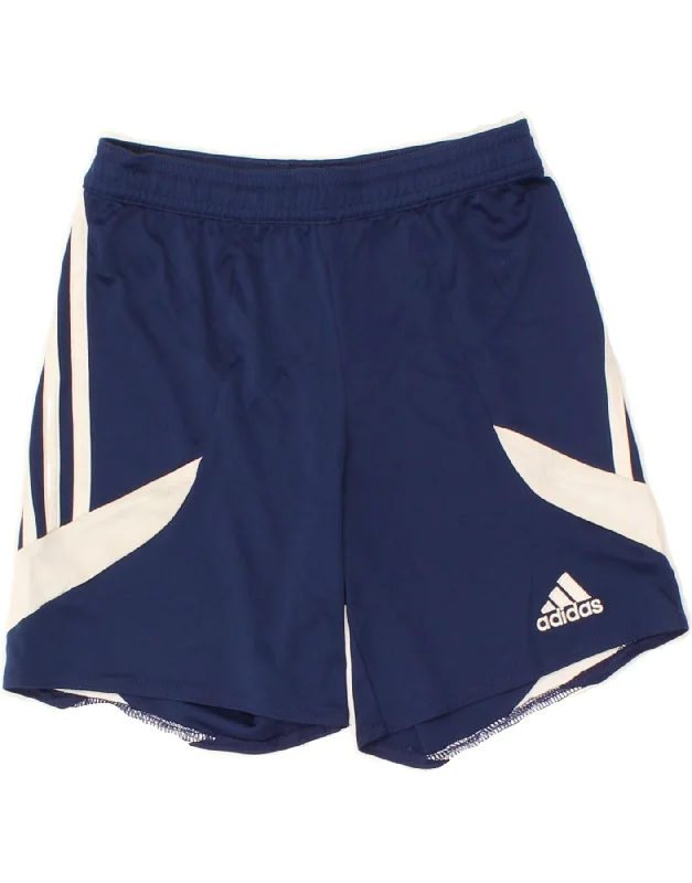 ADIDAS Boys Sport Shorts 7-8 Years Small Navy Blue Colourblock Polyester