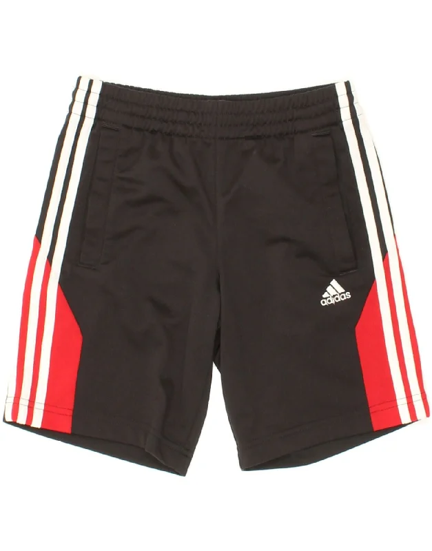 ADIDAS Boys Sport Shorts 9-10 Years Black Colourblock Polyester