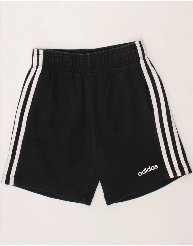 ADIDAS Boys Sport Shorts 9-10 Years Black Cotton