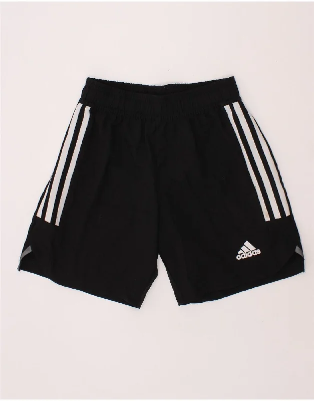 ADIDAS Boys Sport Shorts 9-10 Years Black Polyester