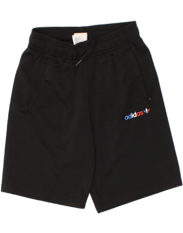 ADIDAS Boys Sport Shorts 9-10 Years Black Polyester