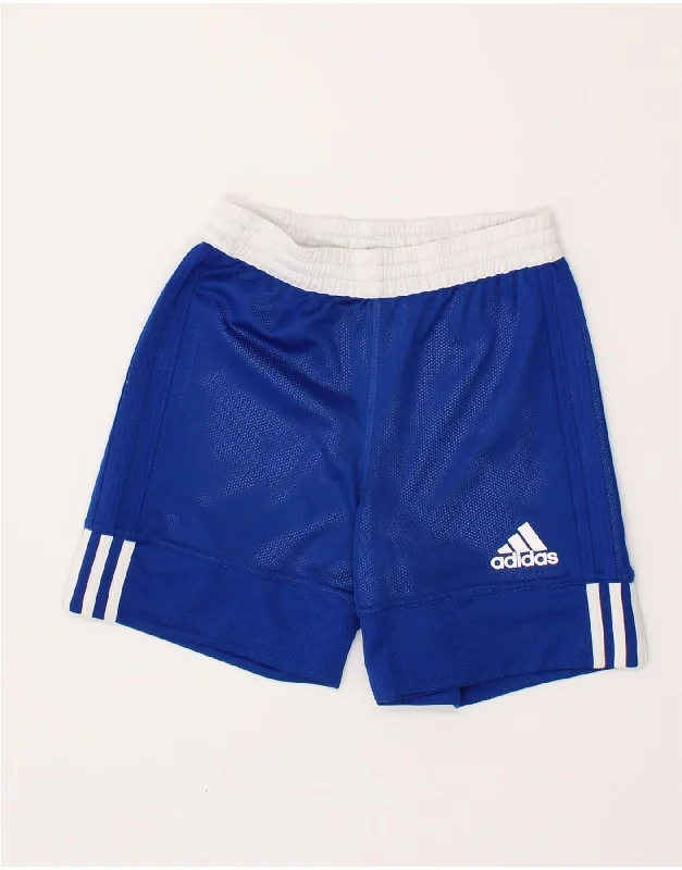 ADIDAS Boys Sport Shorts 9-10 Years Blue Colourblock Polyester