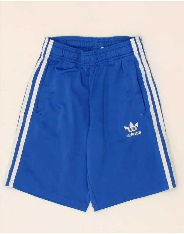 ADIDAS Boys Sport Shorts 9-10 Years Blue Polyester