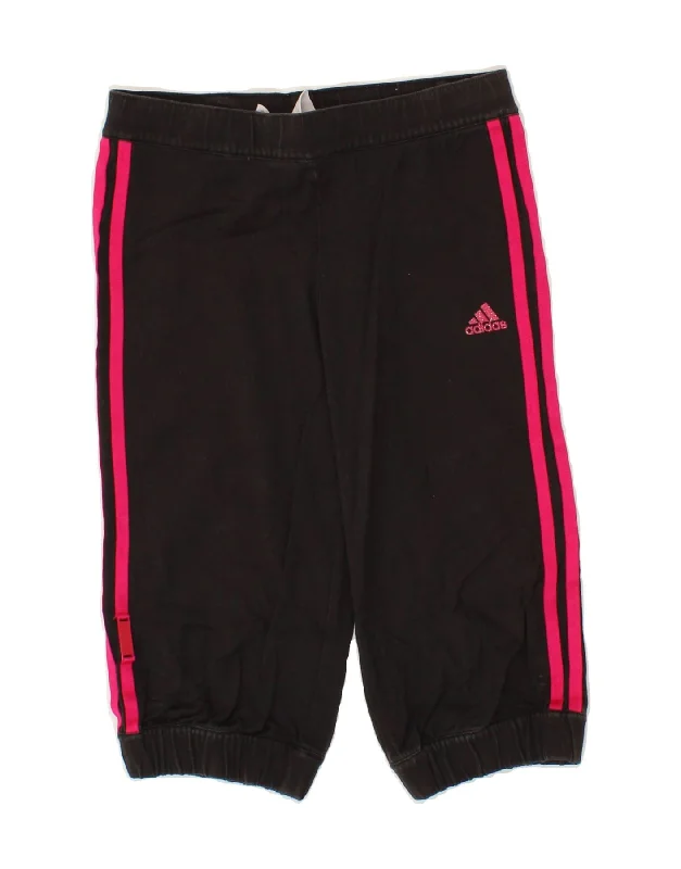 ADIDAS Girls Bermuda Sport Shorts 9-10 Years Black Cotton