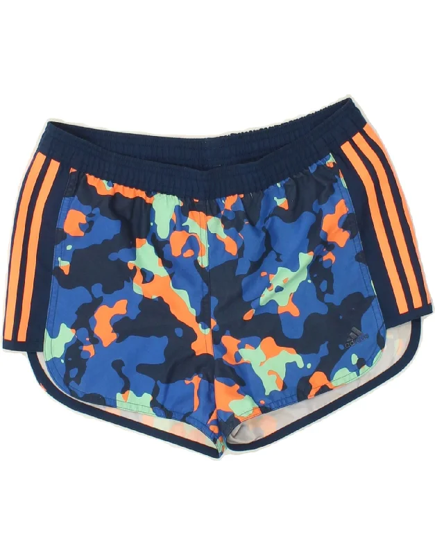 ADIDAS Girls Sport Shorts 14-15 Years  Blue Camouflage Polyester