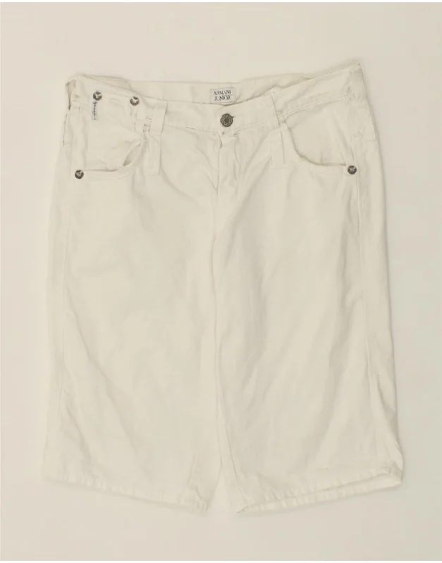 ARMANI JUNIOR Boys Bermuda Shorts 13-14 Years W24 White Cotton