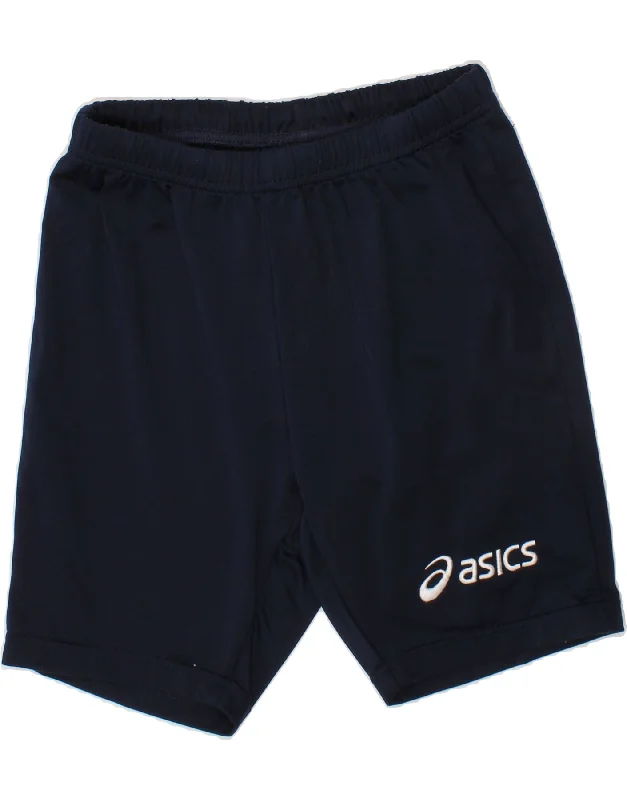 ASICS Boys Graphic Sport Shorts 7-8 Years Navy Blue Polyester