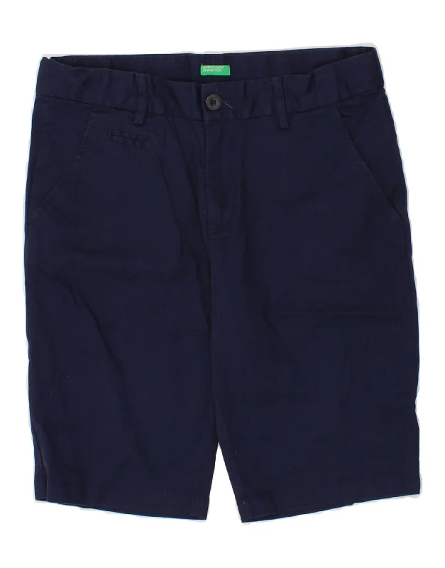 BENETTON Boys Chino Shorts 11-12 Years 2XL W30 Navy Blue Cotton