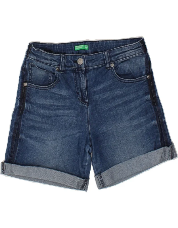 BENETTON Boys Denim Shorts 11-12 Years 2XL W28  Blue Cotton