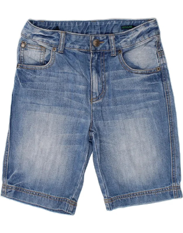 BENETTON Boys Regular Denim Shorts 7-8 Years Medium W24  Blue Cotton