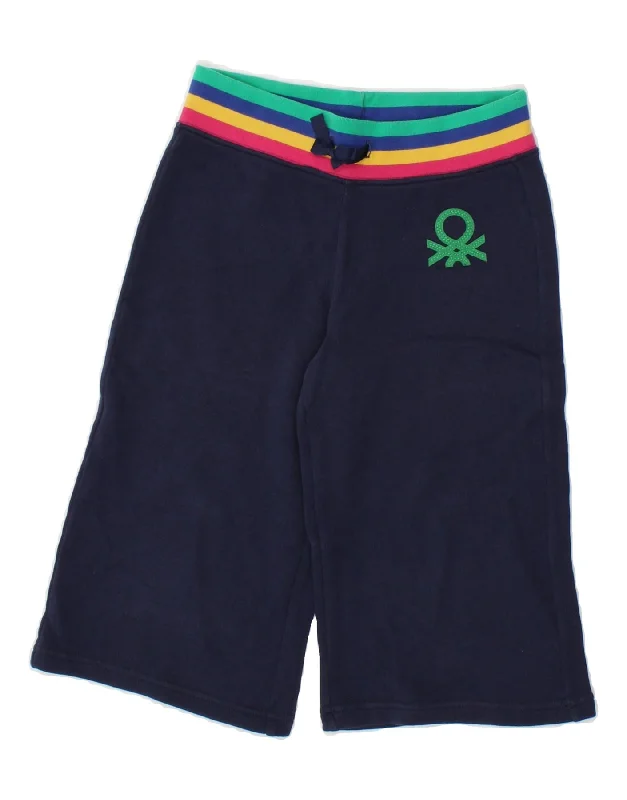 BENETTON Girls Casual Shorts 6-7 Years Navy Blue Cotton