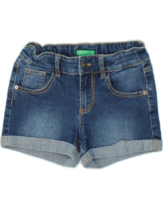 BENETTON Girls Denim Shorts 7-8 Years Large W22 Blue