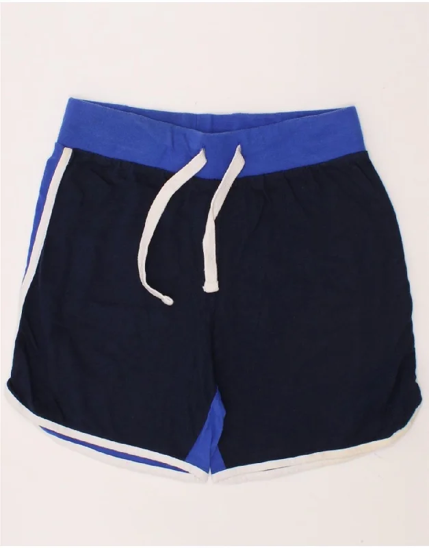 BIKKEMBERGS Boys Sport Shorts 7-8 Years Navy Blue Colourblock Cotton