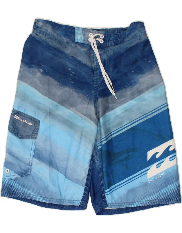 BILLABONG Boys Graphic Swimming Shorts 13-14 Years Blue Colourblock