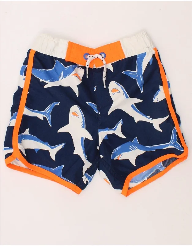 BODEN Boys Graphic Swimming Shorts 6-7 Years Navy Blue