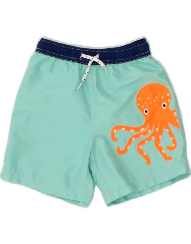 BODEN Boys Graphic Swimming Shorts 6-7 Years Turquoise Polyester