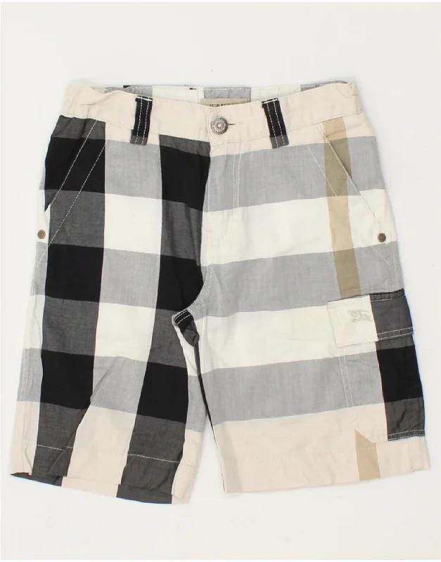 BURBERRY Boys Cargo Shorts 4-5 Years W22  Grey Check Cotton