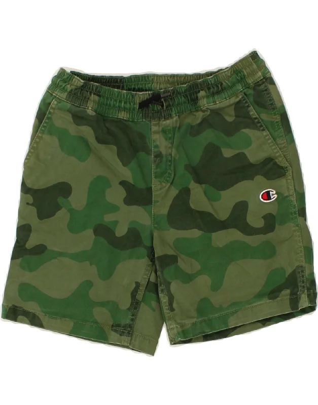 CHAMPION Boys Chino Shorts 9-10 Years Medium W24 Khaki Camouflage