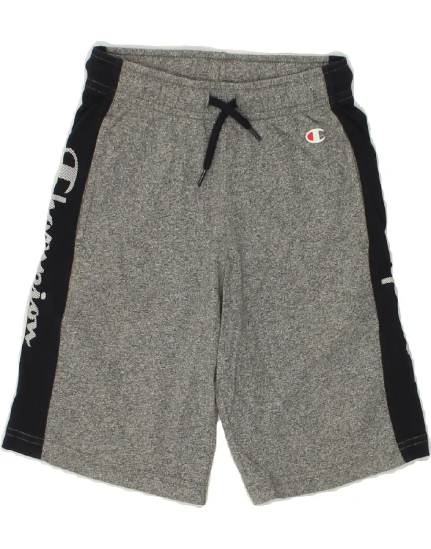 CHAMPION Boys Graphic Sport Shorts 5-6 Years XS Grey Colourblock