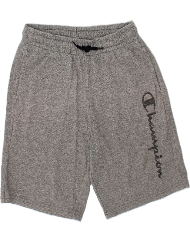 CHAMPION Boys Graphic Sport Shorts 9-10 Years Medium  Grey