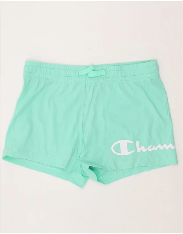 CHAMPION Girls Graphic Sport Shorts 11-12 Years Large  Turquoise