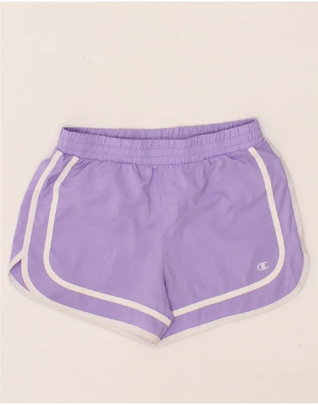 CHAMPION Girls Sport Shorts 10-11 Years Medium Purple Polyester