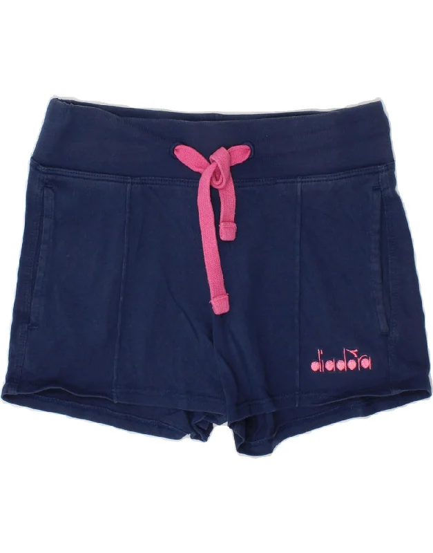 DIADORA Girls Graphic Sport Shorts 6-7 Years XS Navy Blue Cotton