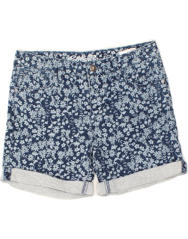 EDDIE BAUER Boys Casual Shorts 15-16 Years W28 Navy Blue Floral Cotton