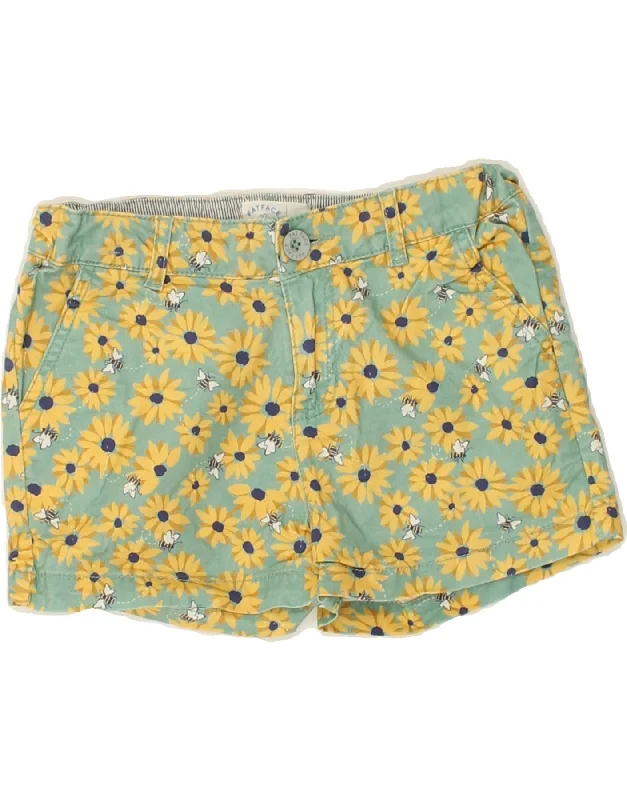 FAT FACE Girls Casual Shorts 9-10 Years W26  Green Floral Cotton