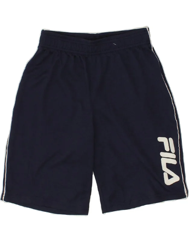 FILA Boys Graphic Sport Shorts 10-11 Years Medium Navy Blue Polyester