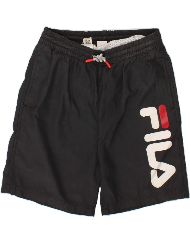 FILA Boys Graphic Sport Shorts 9-10 Years Grey Polyester