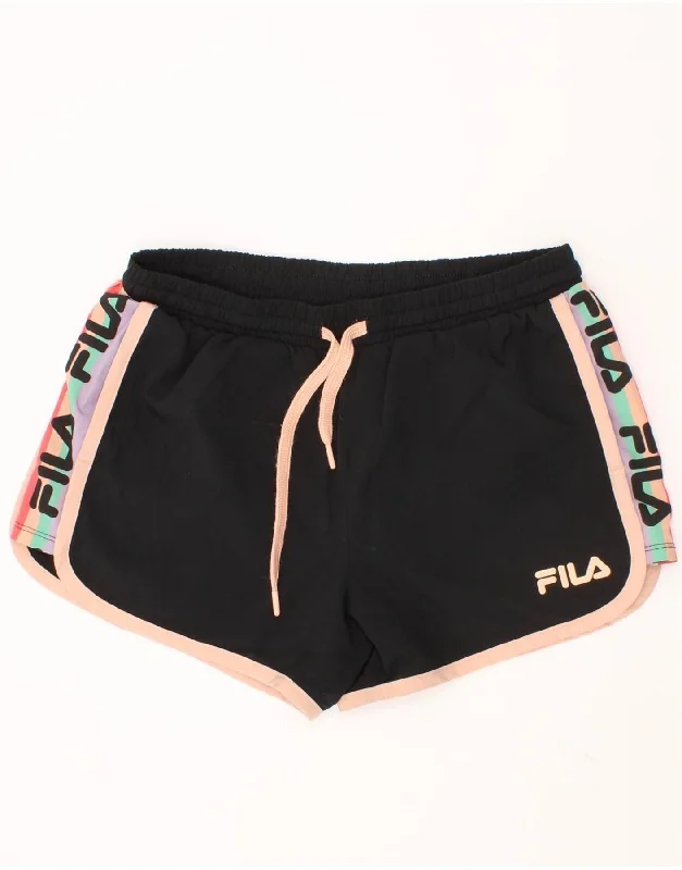 FILA Girls Graphic Sport Shorts 11-12 Years Black Polyester