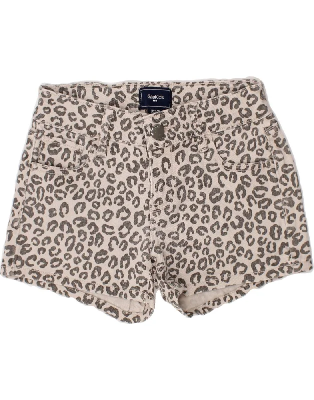 GAP Girls Regular Denim Shorts 6-7 Years  W22  Grey Animal Print Cotton