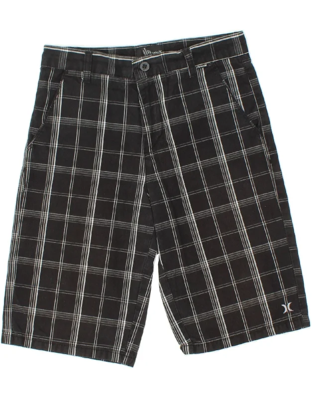 HURLEY Boys Chino Shorts 13-14 Years W28  Black Check Cotton