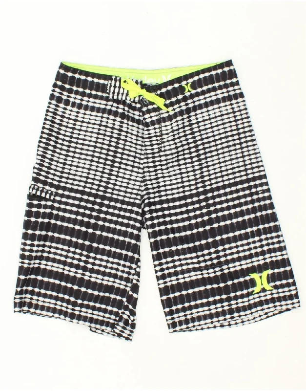 HURLEY Boys Swimming Shorts 11-12 Years W26  Black Striped Polyester