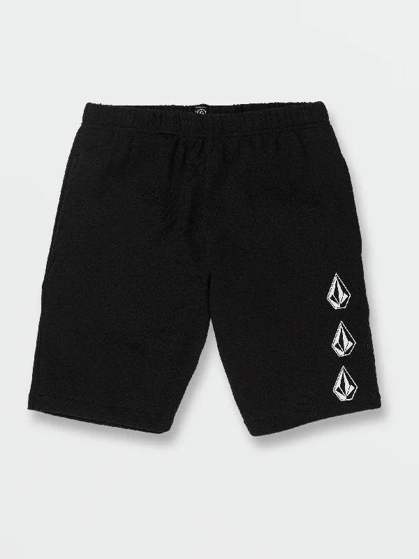 Big Boys Iconic Stone Fleece Shorts - Black