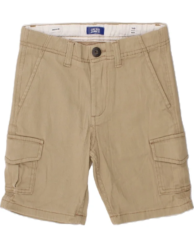 JACK & JONES Boys Regular Cargo Shorts 9-10 Years W24 Beige Cotton