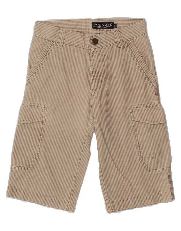 JECKERSON Boys Cargo Shorts 9-10 Years W25 Beige Striped Cotton