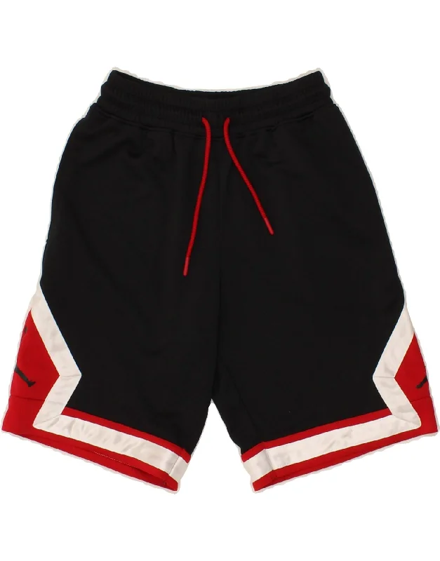 JORDAN Boys Dri Fit Sport Shorts 10-11 Years Medium Black Colourblock