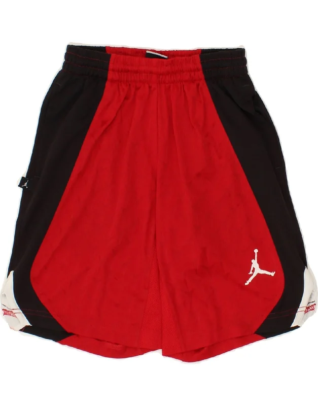 JORDAN Boys Sport Shorts 8-9 Years Small  Red Colourblock Polyester